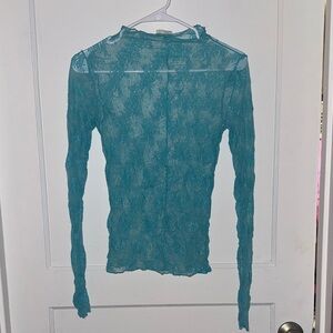 Free People Turquoise Lace Blouse